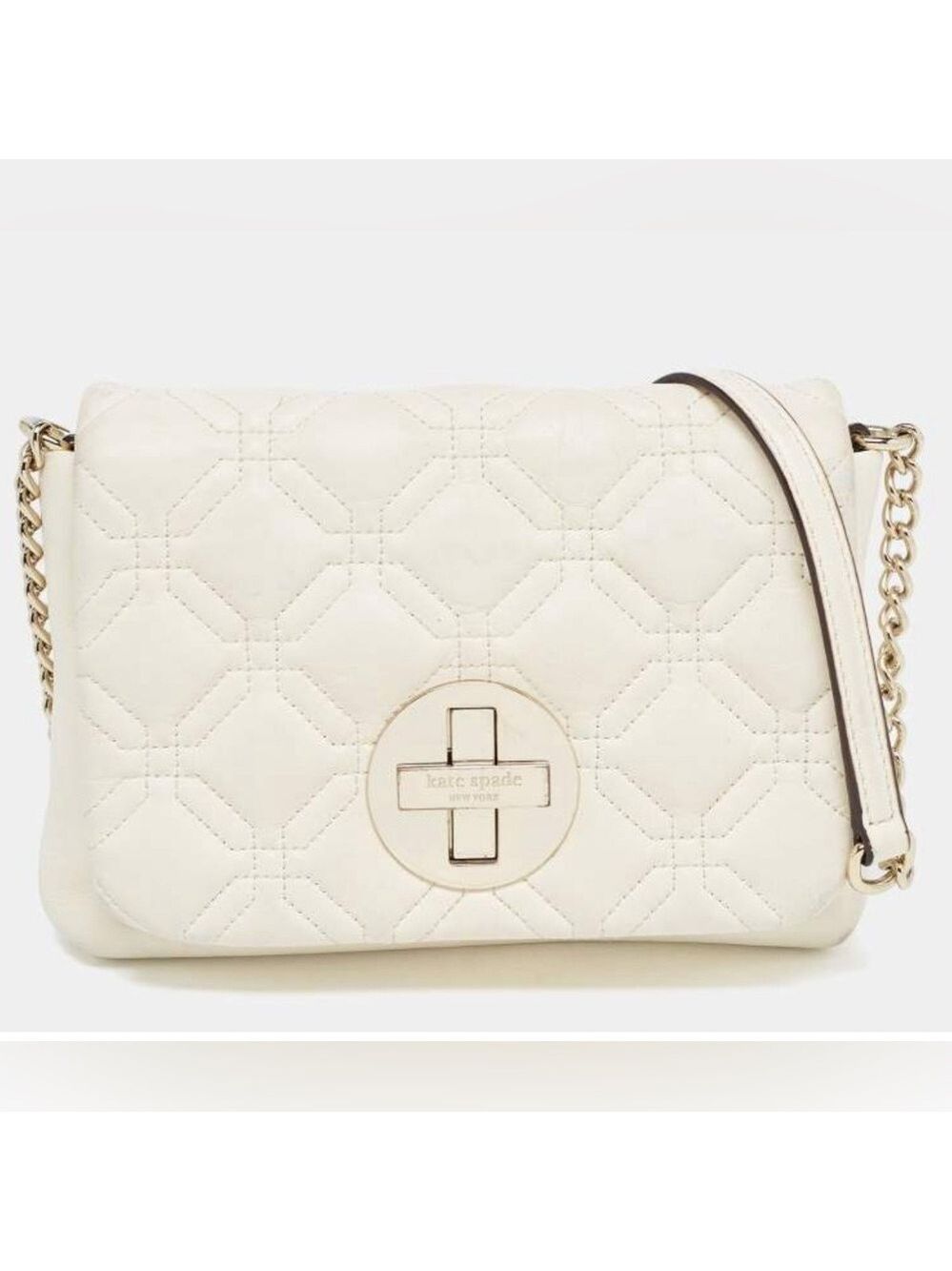 Kate Spade Astor Court Naomi Quilted Cream Crossbody chain strap Bag - Picture 2 of 12